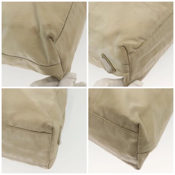 PRADA Shoulder Bag Nylon Beige Auth 134987